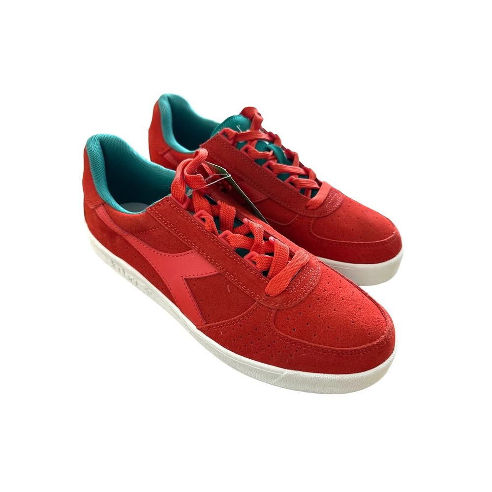 Diadora - Men's B Elite Suede Sneakers in Red & Green